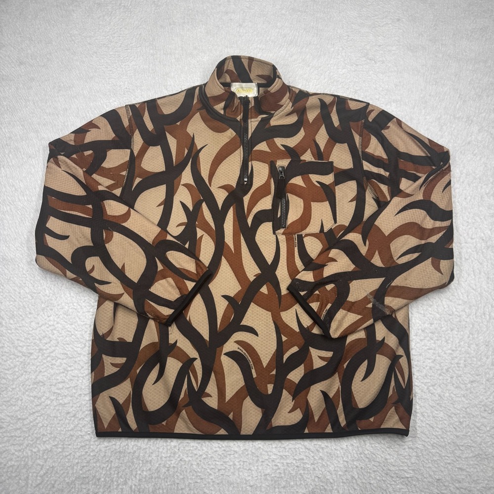 Vintage ASAT Smart Hunting Camo Camouflage 1/4 Zip Sweater Men's Size XL